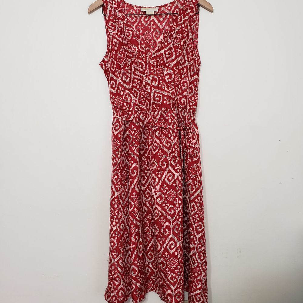 Michael Kors Red Silk Faux Wrap Dress, sz 14